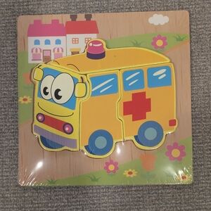 NEW Sealed Wooden Puzzle for Toddlers - Ambulance
